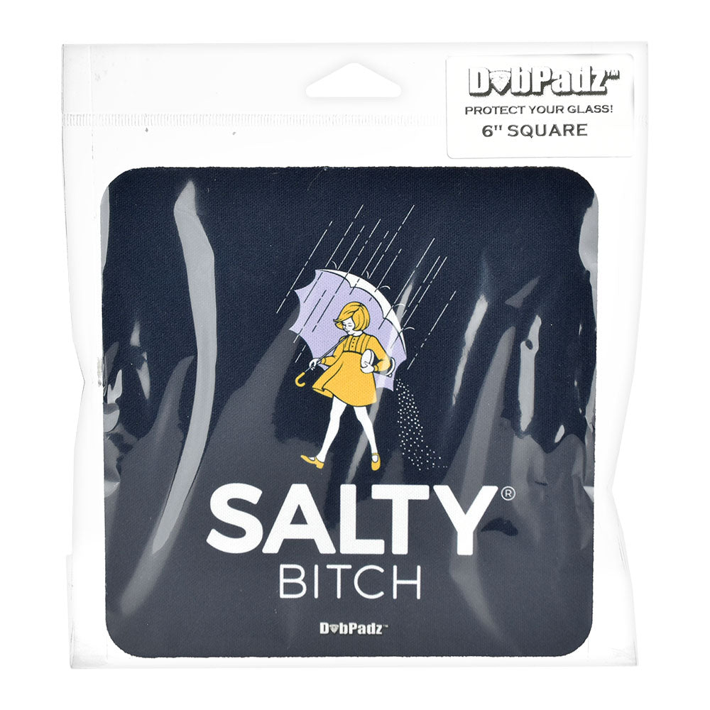 DabPadz Fabric Top Dab Mat with Salty Bitch design, 6x6 inches, packaged front view