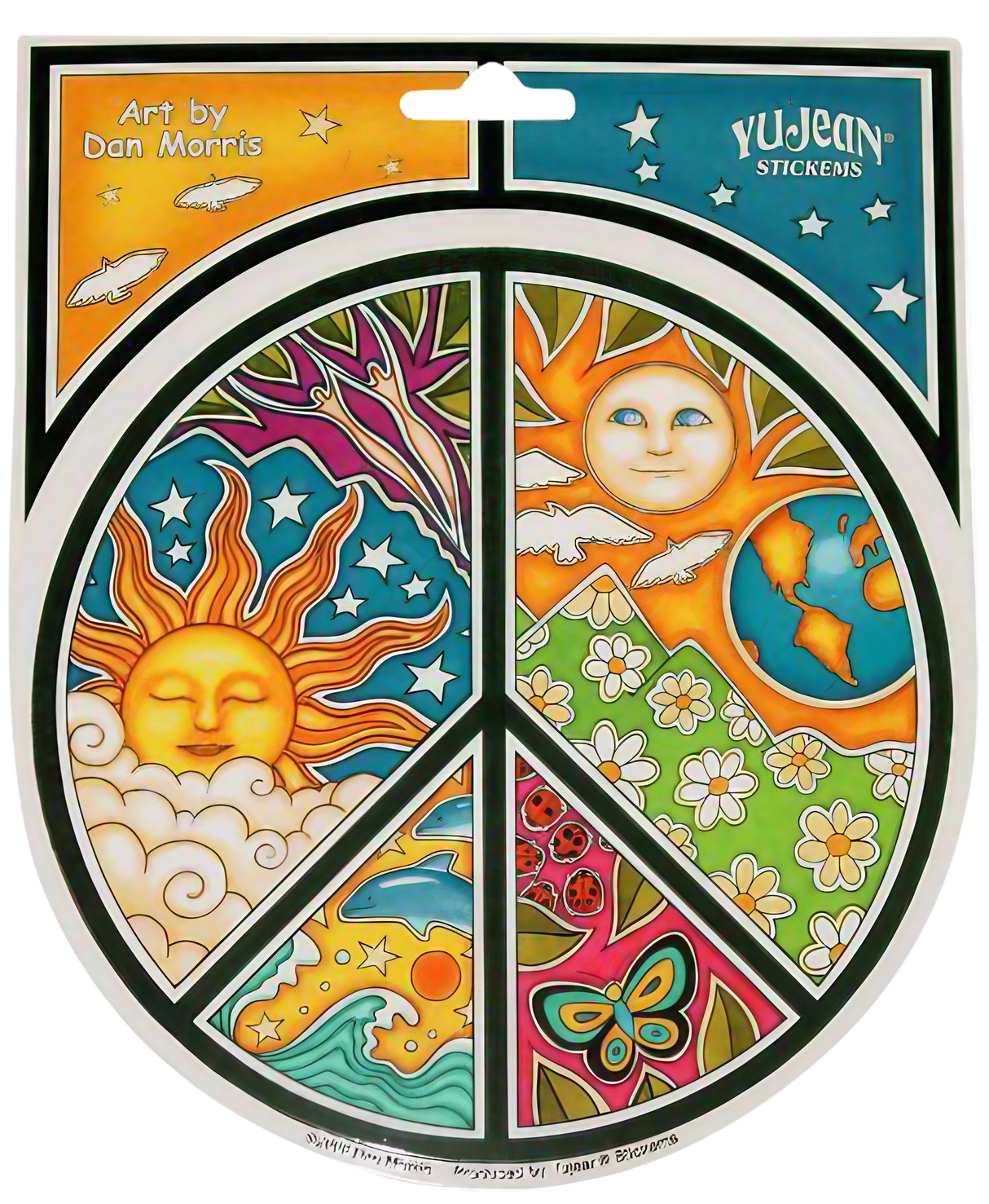 Dan Morris Peace Sticker with colorful celestial and nature artwork, perfect for decor