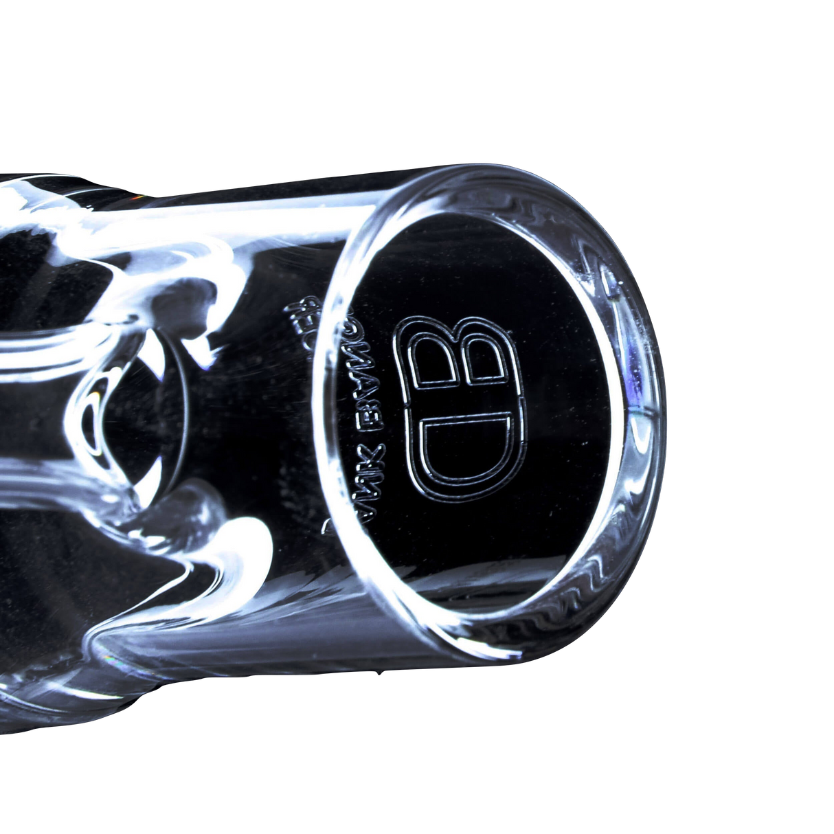 DANK BANGER Quartz Belly Banger Set for Dab Rigs, Close-up Side View on Black Background