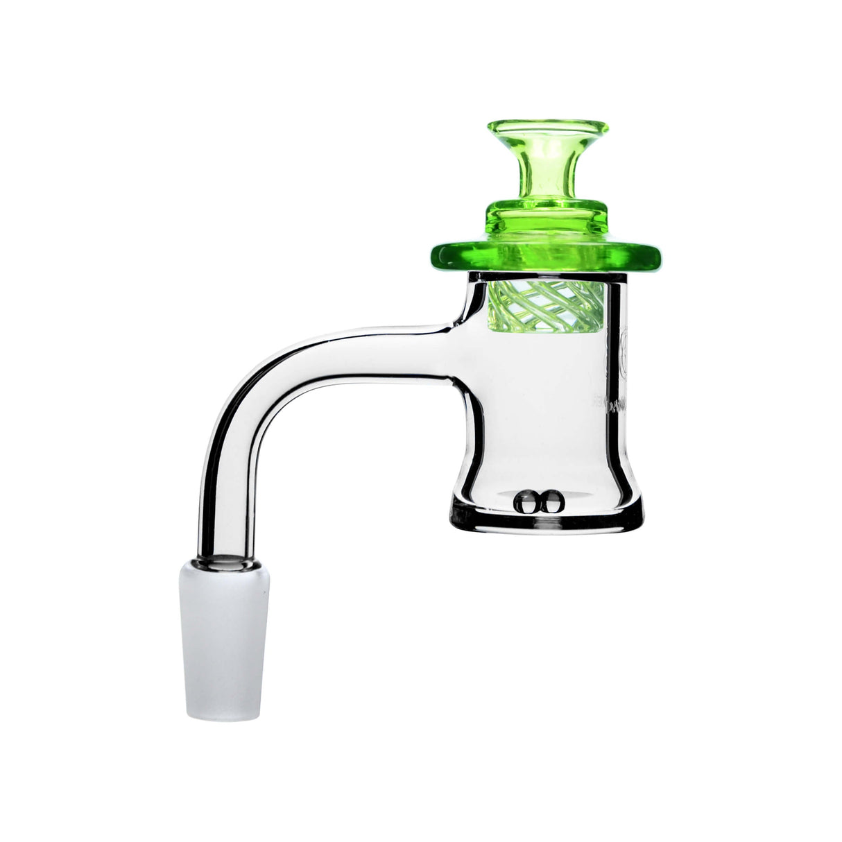 DANK BANGER Quartz Belly Banger Combo Set in Lime Green, 45 Degree Male Joint, Side View