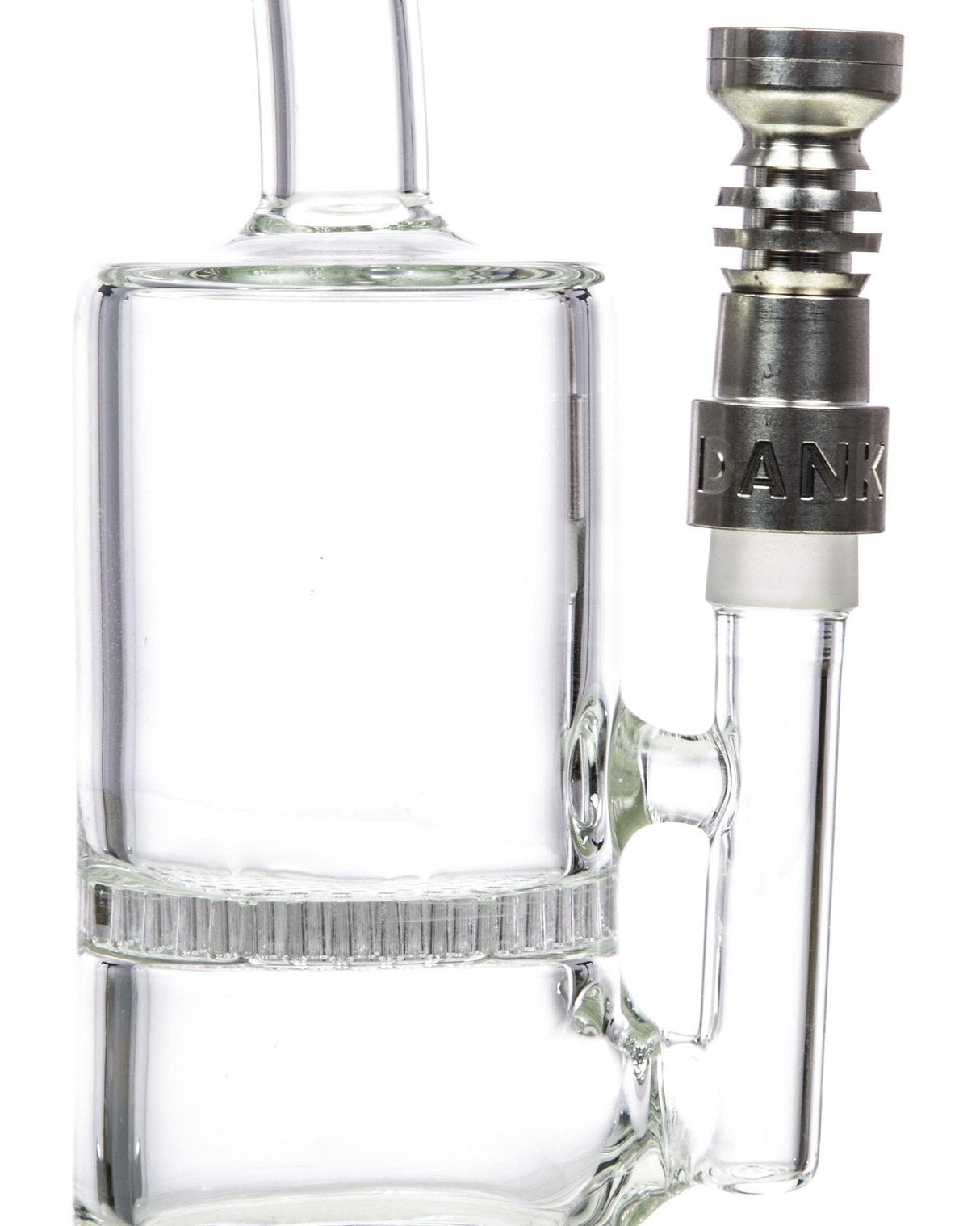 Dank Tools Domeless Titanium Nail with Showerhead Dish on Bong, 14mm/18mm, Close-up