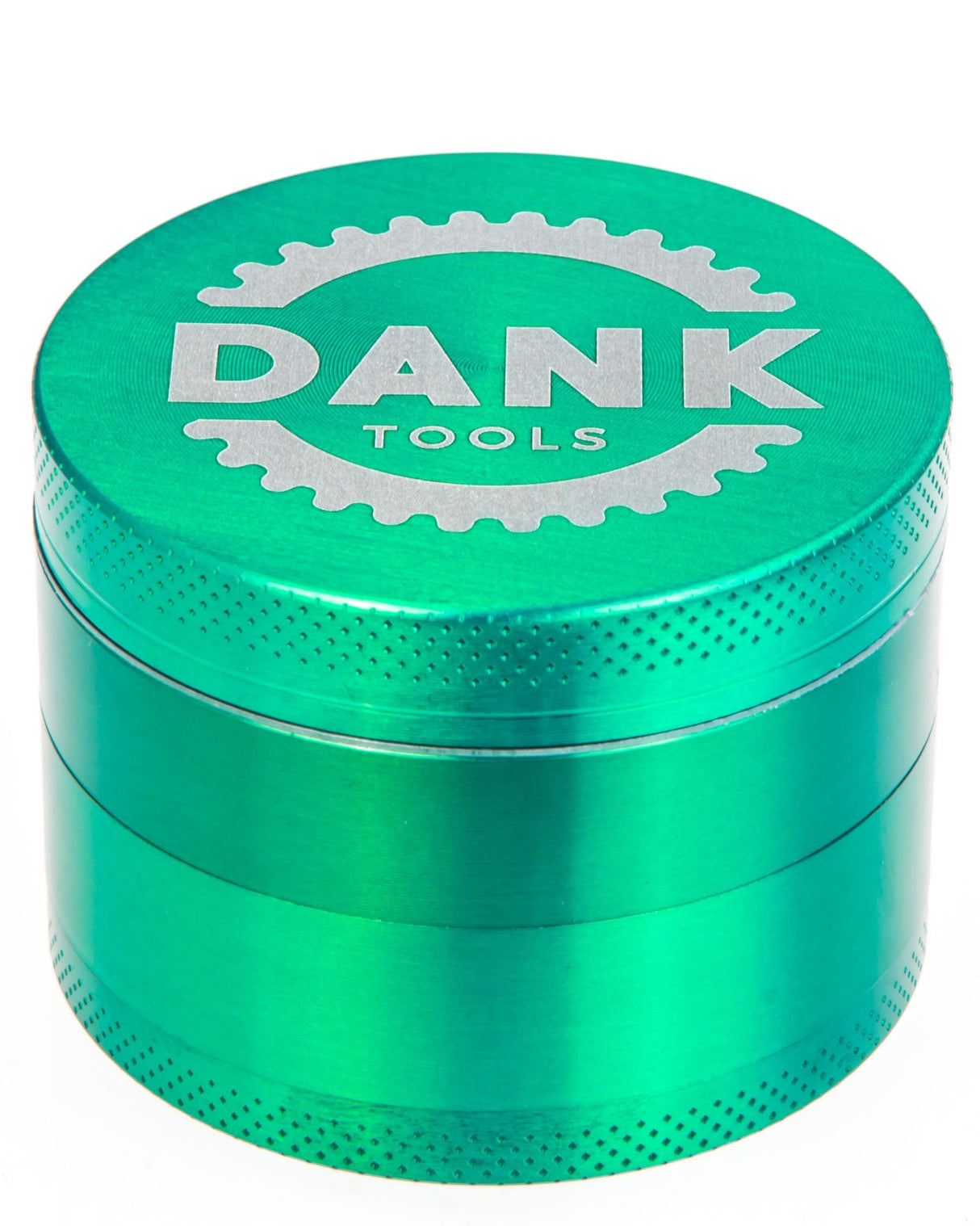Dank Tools 50mm 4-piece Aluminum Herb Grinder in Green, Front View - Durable & Compact