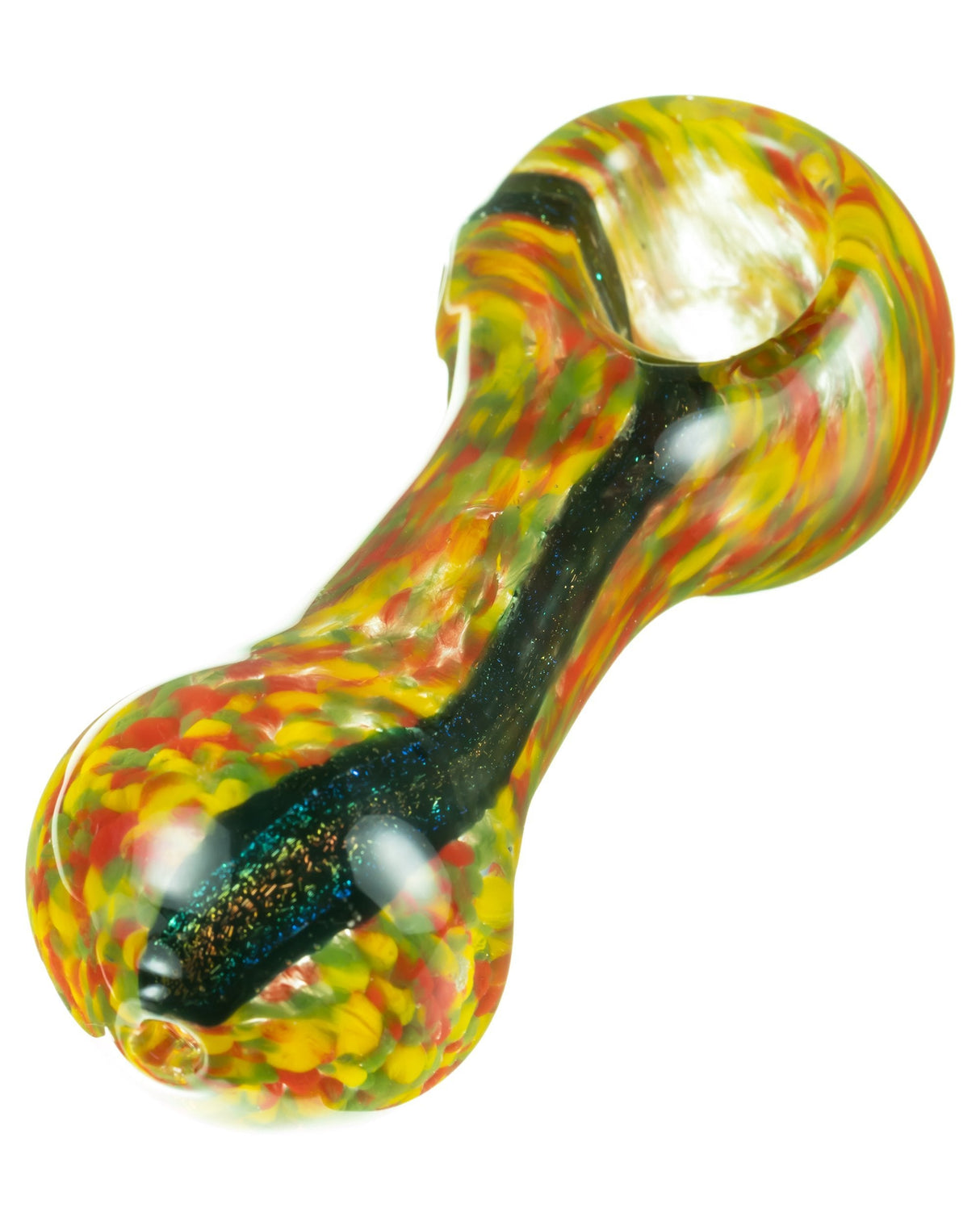 DankGeek Dichro Stripe Fritted Hand Pipe, 4.5" Heavy Wall Glass, Portable Spoon Design