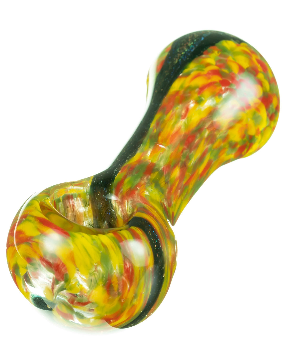 DankGeek Rasta Dichro Stripe Fritted Hand Pipe, 4.5" Heavy Wall Glass, Portable Design