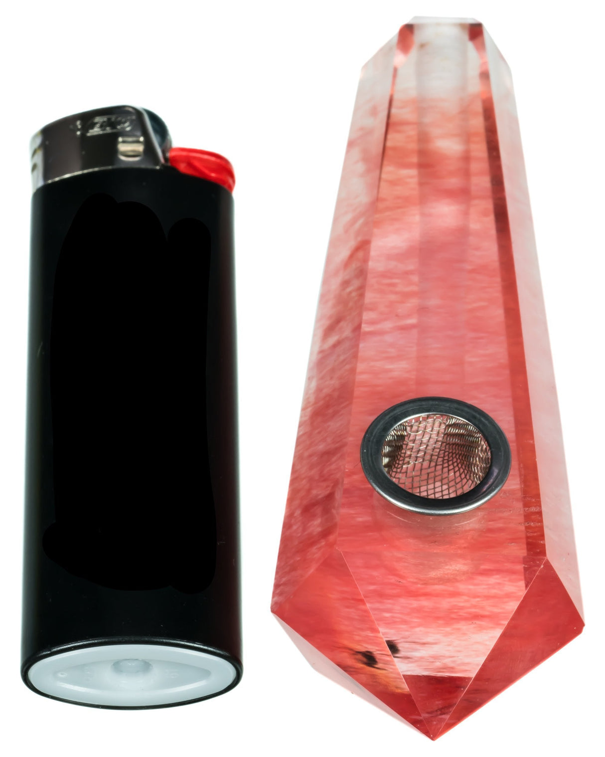 DankGeek Red Melted Quartz Stone Pipe for Dry Herbs - Compact & Portable Design