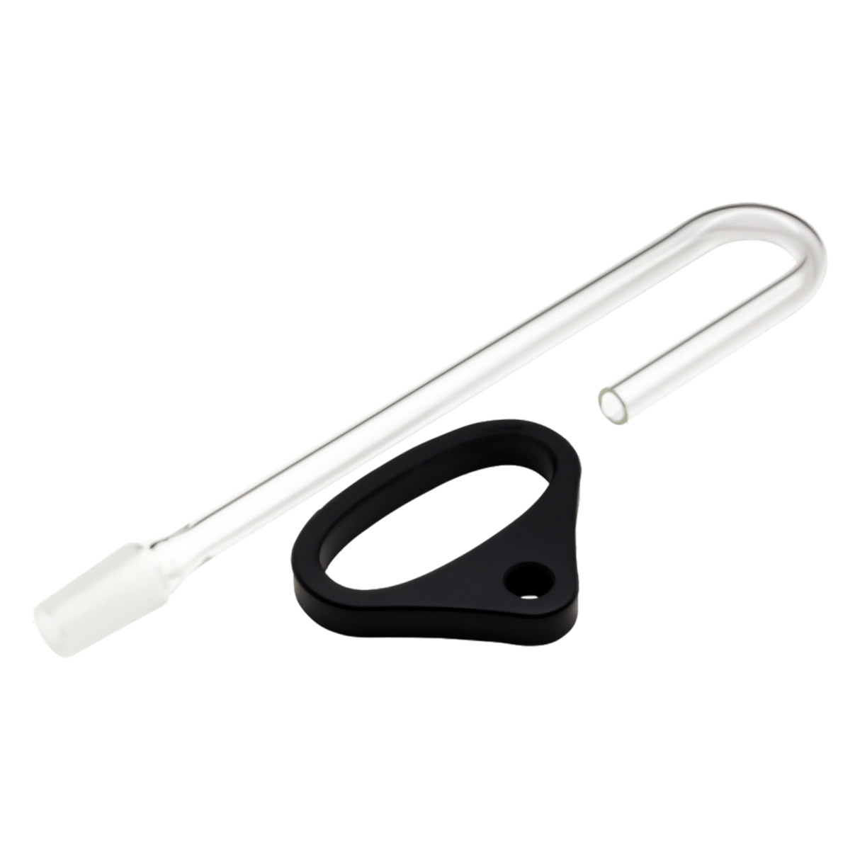 Davinci Ascent U Glass Adapter, clear borosilicate glass, for bongs and vaporizers, angled view