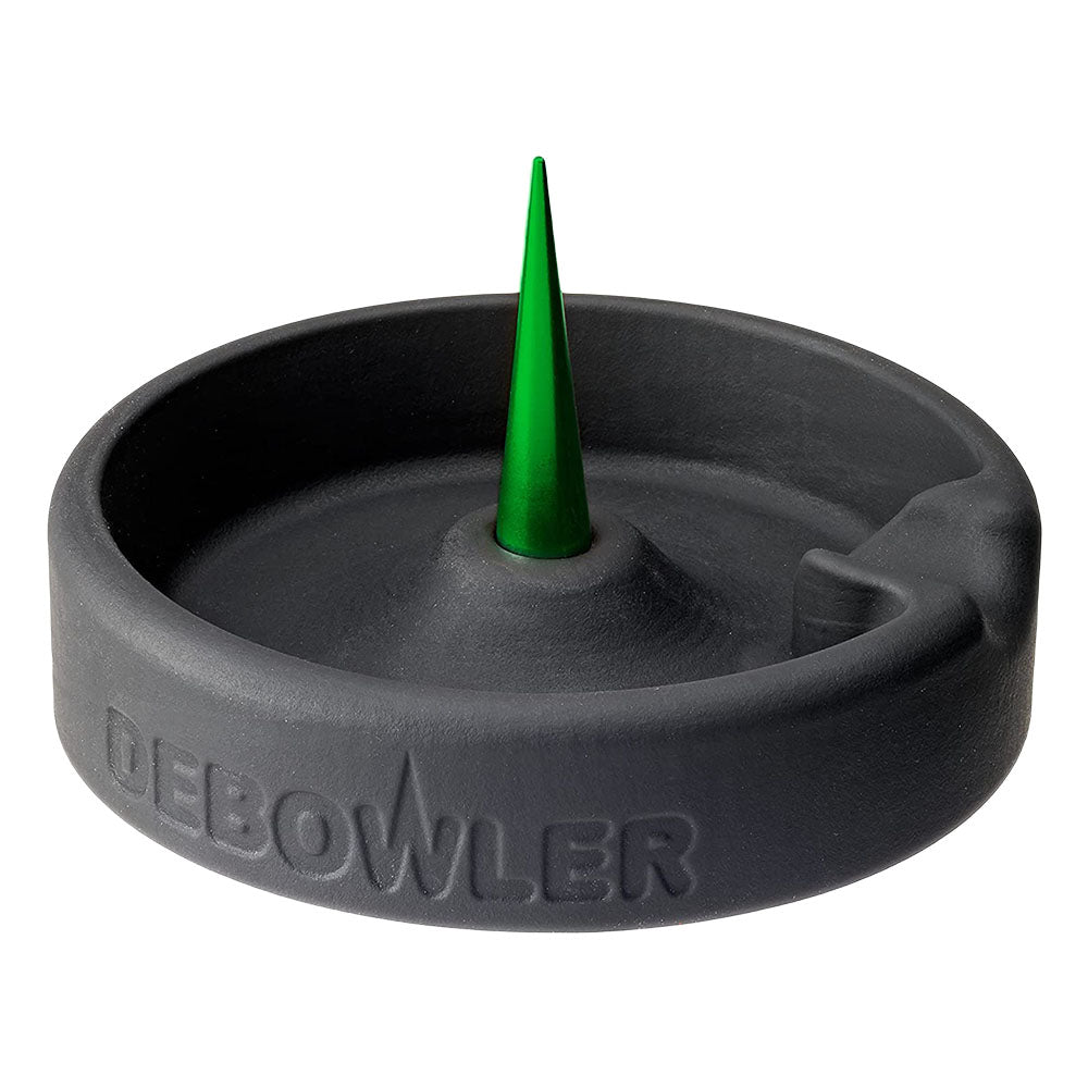 Debowler Minimalist Black Silicone Ashtray with Aluminum Spike, 4.25" Diameter - Top View