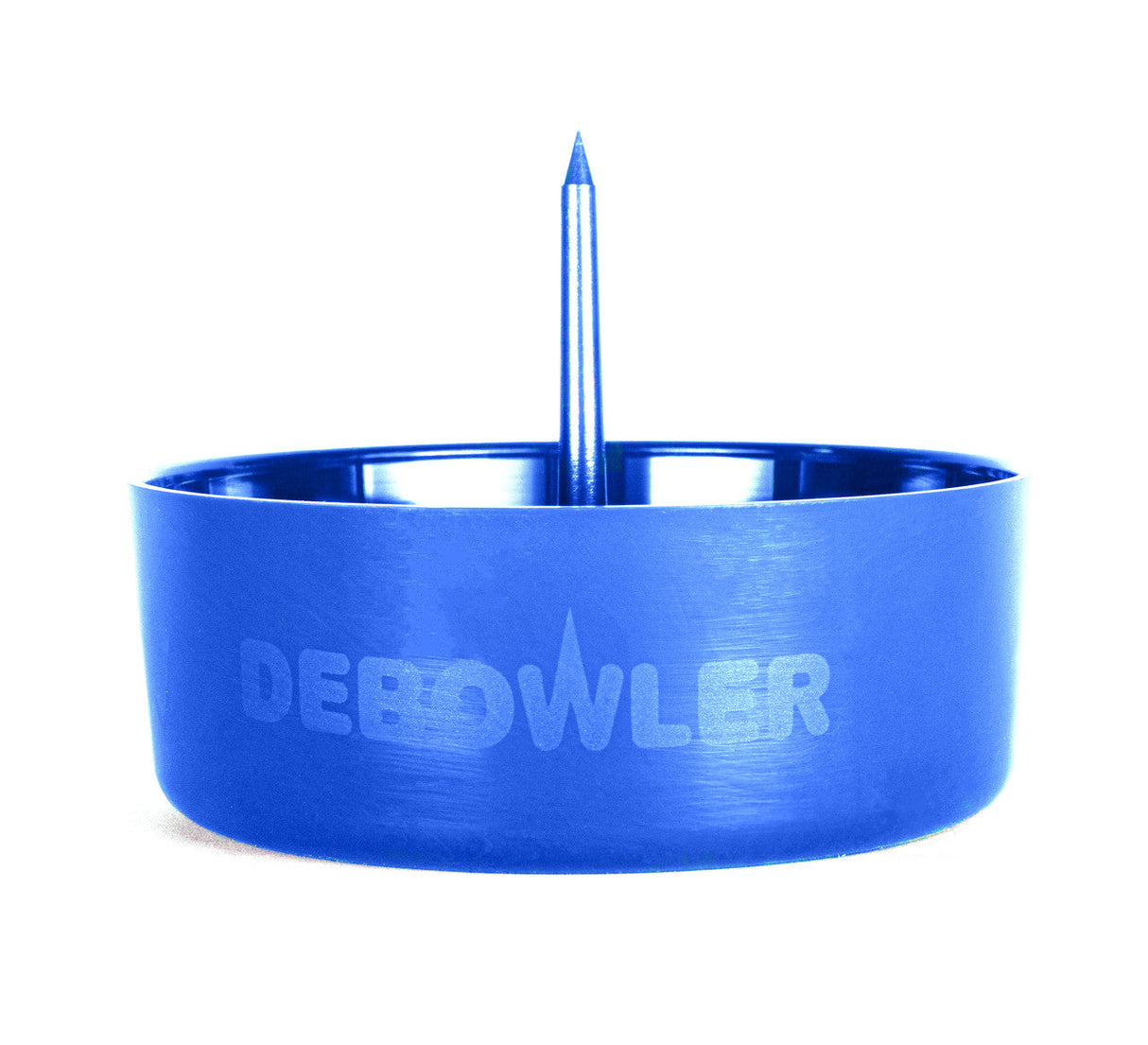 Cobalt Blue Debowler Spiked Ashtray with built-in poker, front angle on white background
