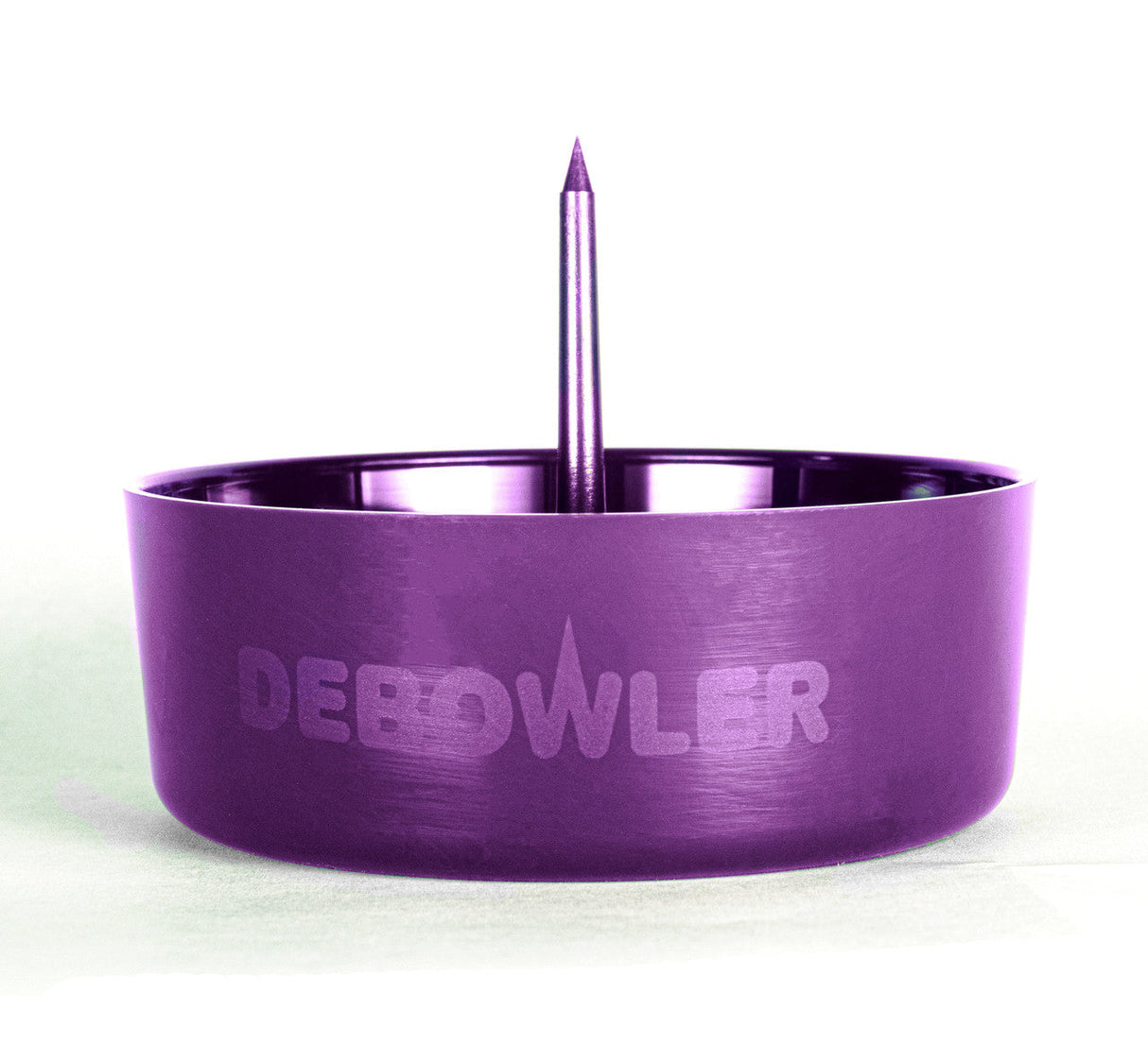 Royal Purple Debowler Spiked Ashtray, front view on a seamless white background