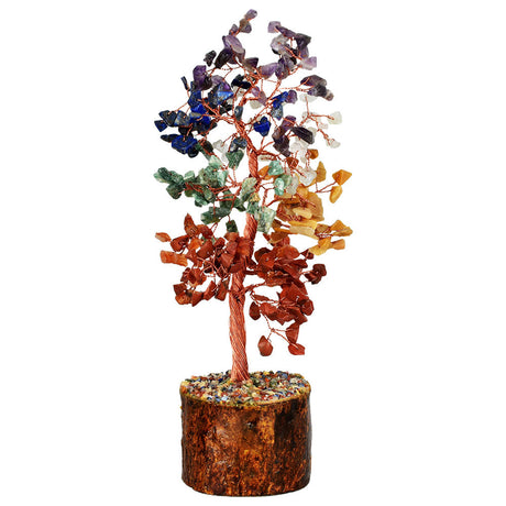 Rainbow Connection Crystal Wire Tree on Wood Base, 9.5" Tall, Vibrant Home Decor