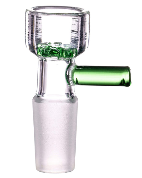 14mm Valiant Distribution Deep-Dish Glass Screen Bowl with Green Handle, Front View