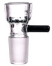Valiant Distribution Deep-Dish Glass Screen Bowl with Black Handle, 18mm Male Joint, Front View