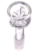 Clear borosilicate glass screen bowl with deep dish and sturdy handle, for dry herbs, front view
