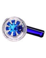 Valiant Distribution Deep-Dish Glass Screen Bowl with Blue Handle, ideal for dry herbs, top view