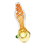 4.5" Deep Spiral Glass Spoon with Marble, Heavy Wall, Portable for Dry Herbs - Side View