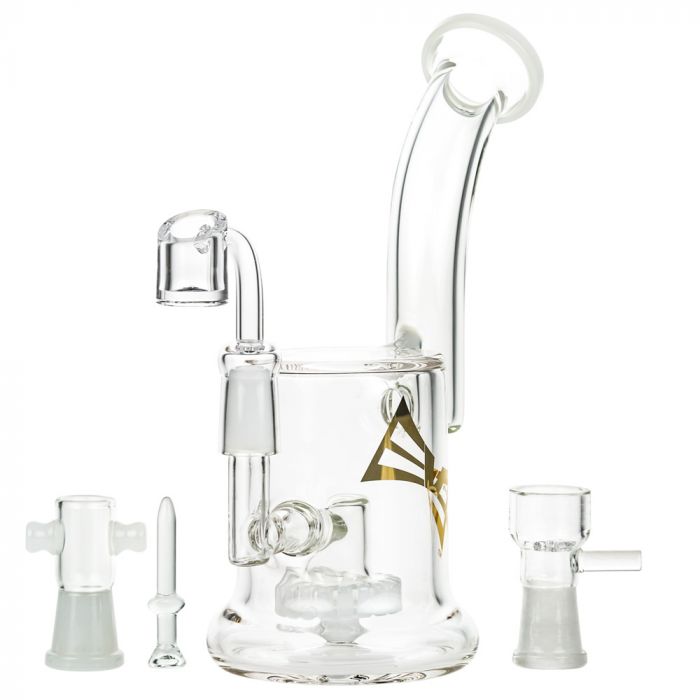 EVOLUTION Diamond Dust 8" Dab Rig with Showerhead Percolator, Quartz Banger, and Accessories