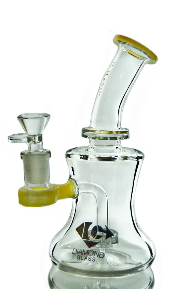 Diamond Glass Banger Hanger Dab Rig in Slyme Green with Disc Percolator and Quartz Banger