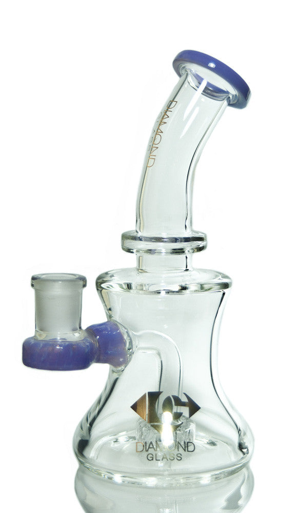 Diamond Glass Banger Hanger Dab Rig in Slyme Purple with Disc Percolator, 8'' Height, 14mm Female Joint