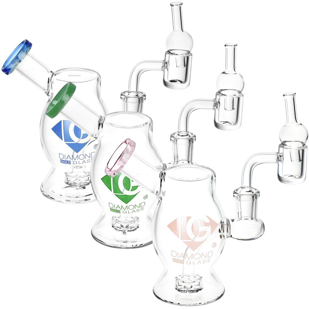 Diamond Glass Gold Bugalo Mini Dab Rig Set | 5" | 14mm F | Colors Vary