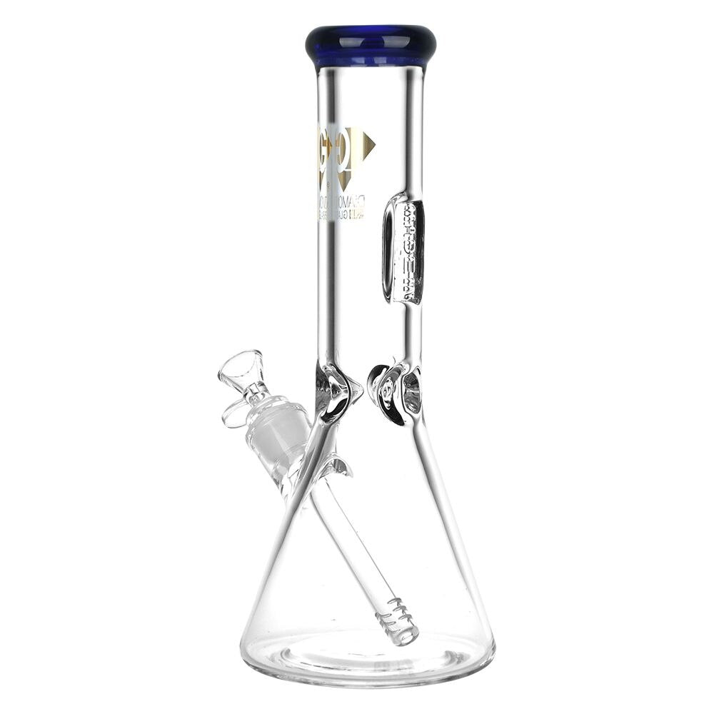 Diamond Glass Gold American Made Beaker Water Pipe | 12" | 14mm F | Colors Vary