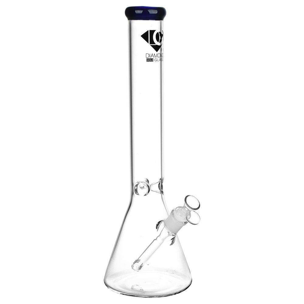Diamond Glass Gold Classic Beaker Water Pipe | 16" | 14mm F | Colors Vary