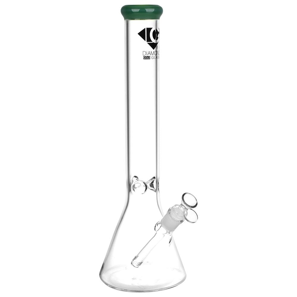 Diamond Glass Gold Classic Beaker Water Pipe | 16" | 14mm F | Colors Vary