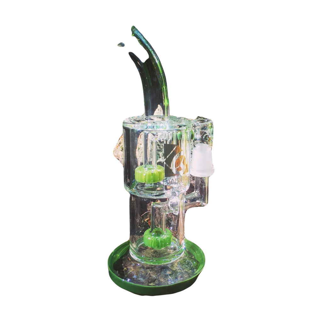 Diamond Glass Hang Man Circle Perc Dab Rig with Disc Percolator in Natural Setting