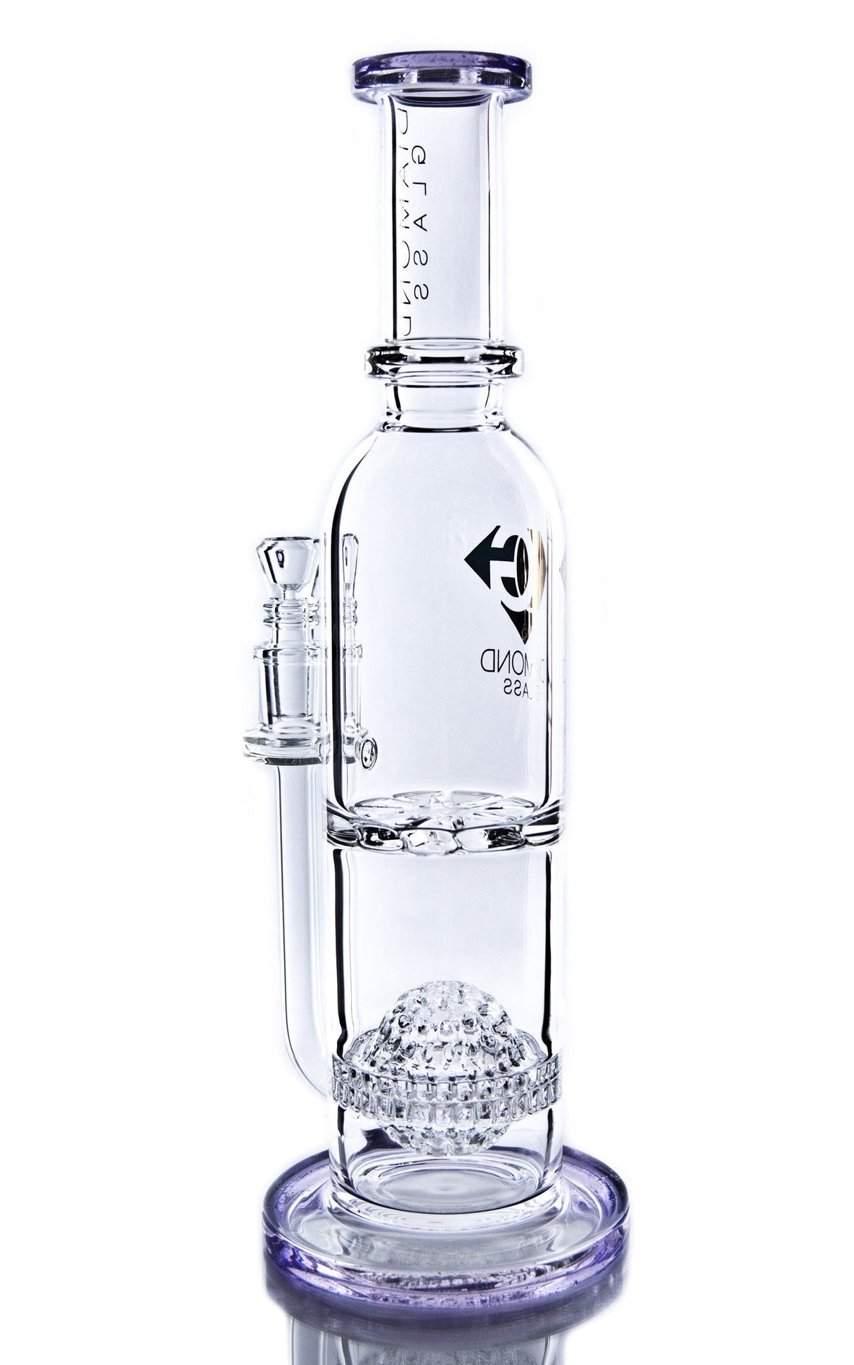 Diamond Glass Honeyglobe 13'' Bong in Purple with Quartz Nail - Front View
