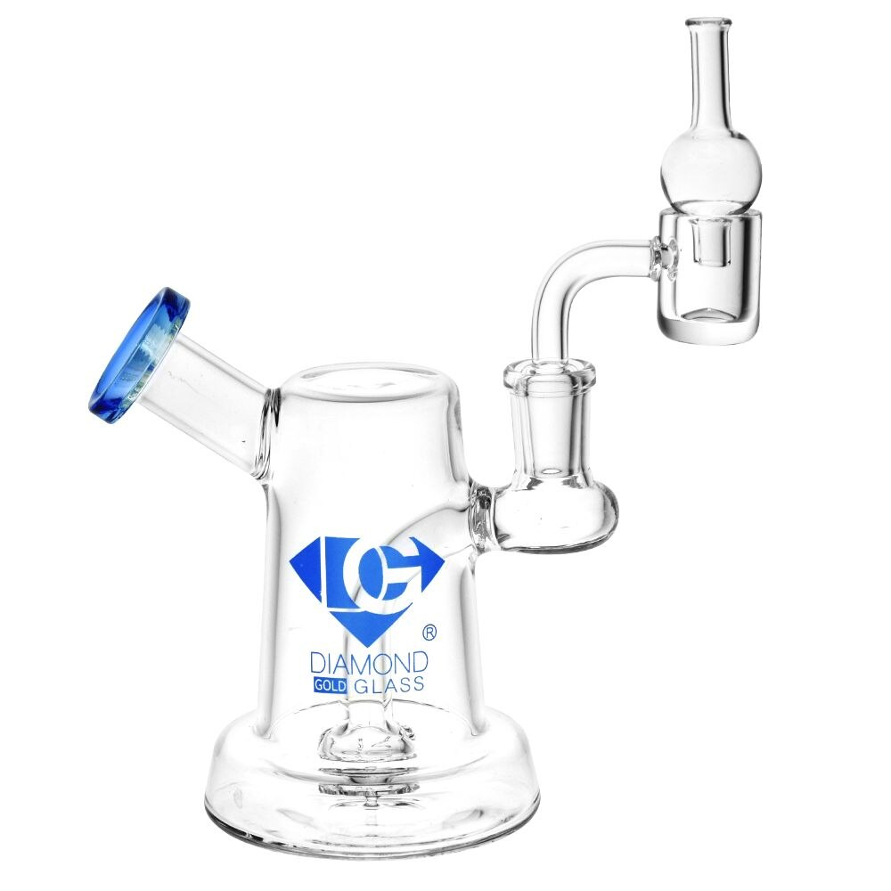 Diamond Glass Gold Jug Mini Dab Rig Set | 6" | 14mm F | Colors Vary