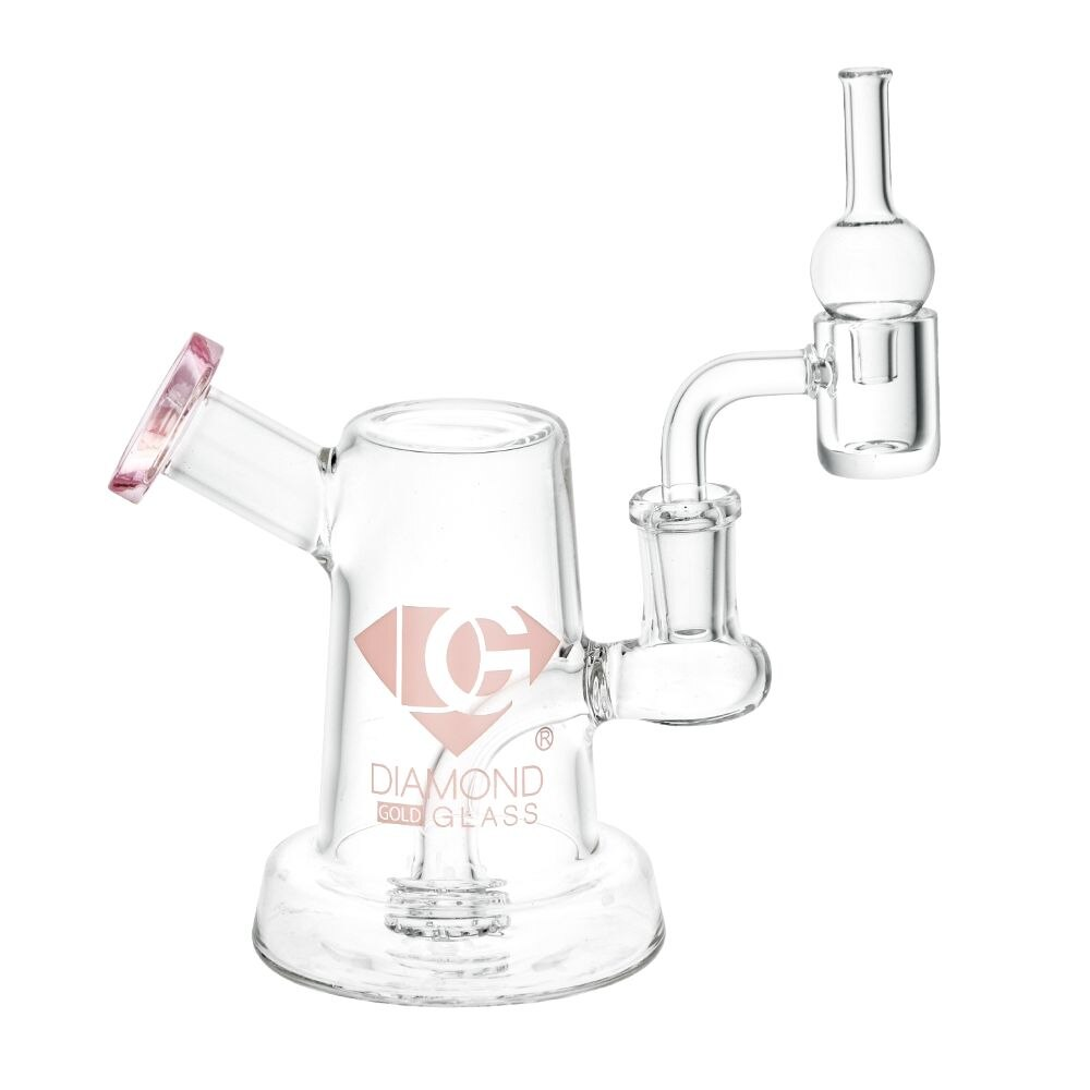 Diamond Glass Gold Jug Mini Dab Rig Set | 6" | 14mm F | Colors Vary