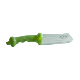 Diamond Glass Green Knife Handpipe, 10" Length, USA Made, Side View with Lighter