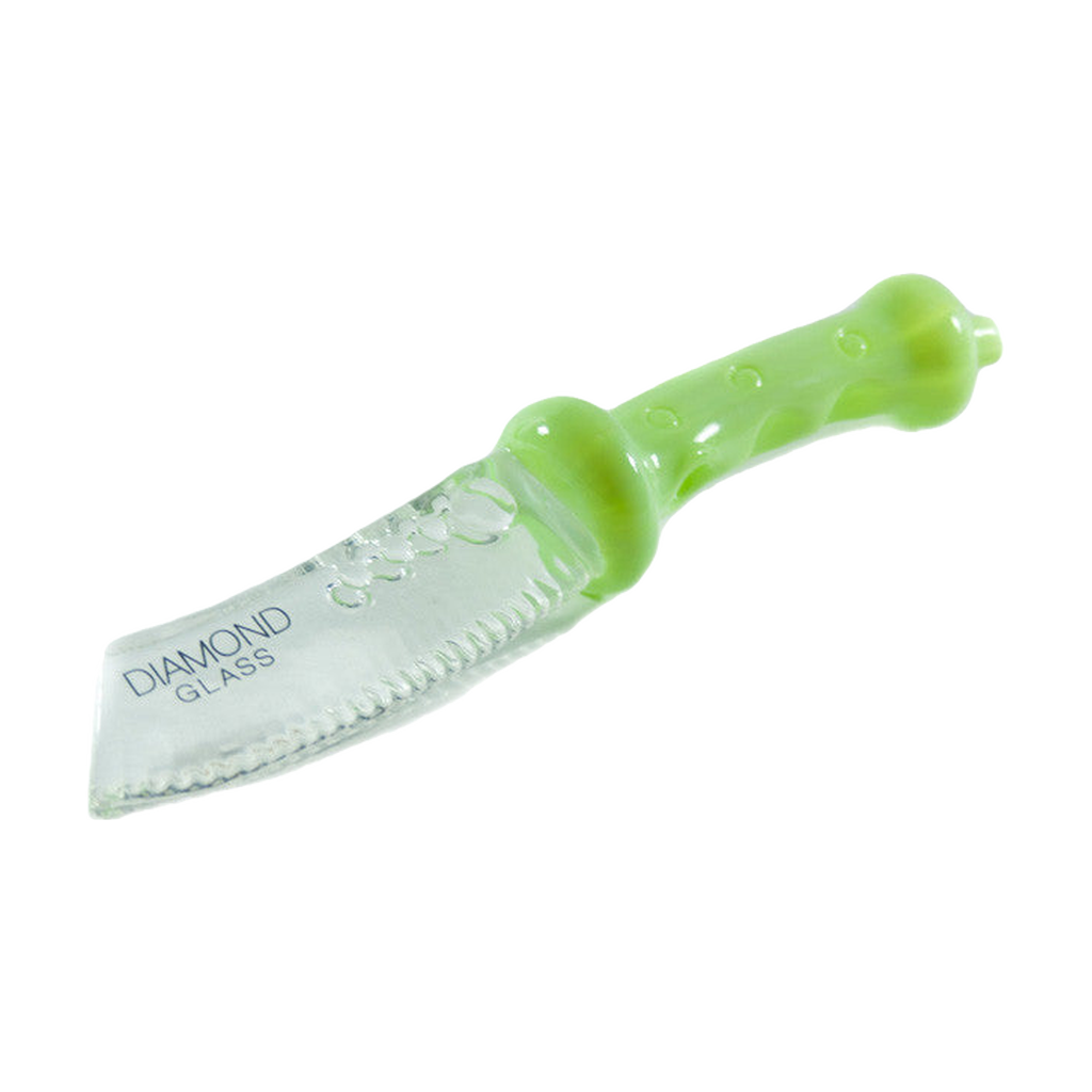 Diamond Glass - Green Knife Handpipe, 10" Length, American Made - DankGeek