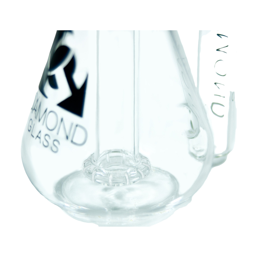 Diamond Glass 8" Recycler Dab Rig with Circle Perc, Close-Up Side View