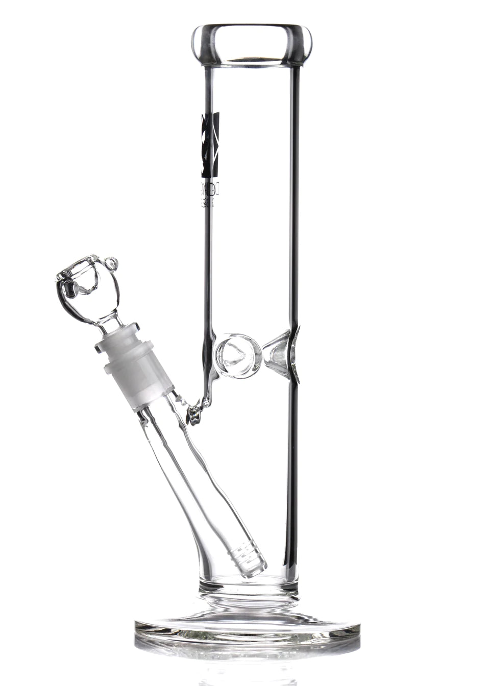 Diamond Glass 12" Straight Tube Bong with Slitted Percolator and Thick Glass, Front View