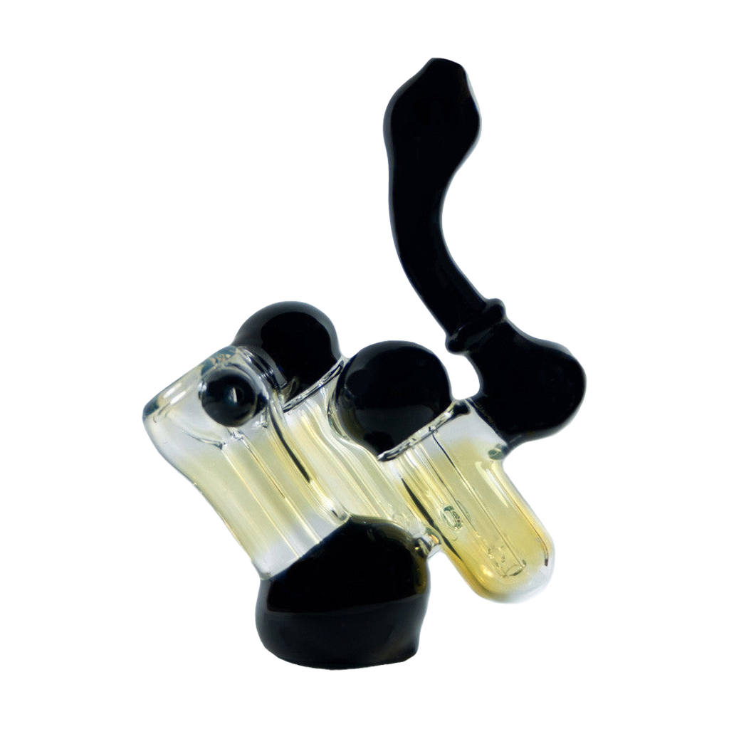 Diamond Glass - 8'' Triple Chamber Bubbler, Silver Fumed with Sherlock Design