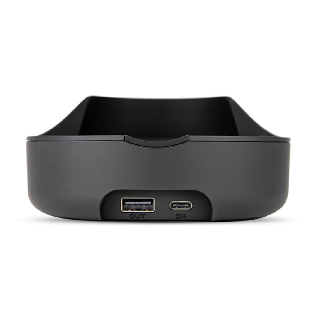 Puffco Peak Pro Power Dock front view, sleek black charging accessory for vaporizers