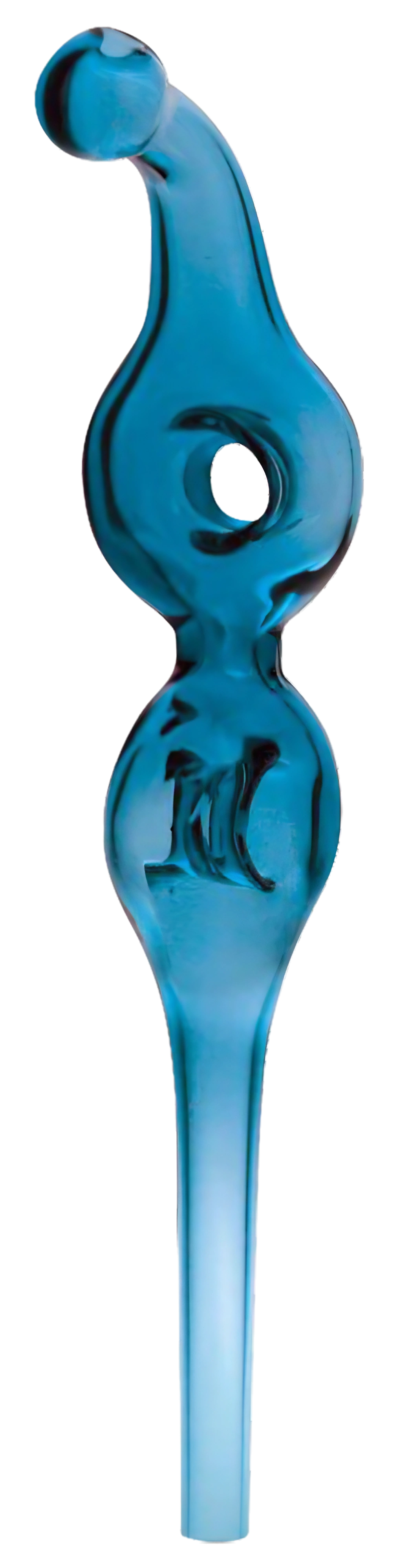 Blue Double Donut Vapor Straw Dab Collector, 6.5" Heavy Wall Borosilicate Glass, Side View