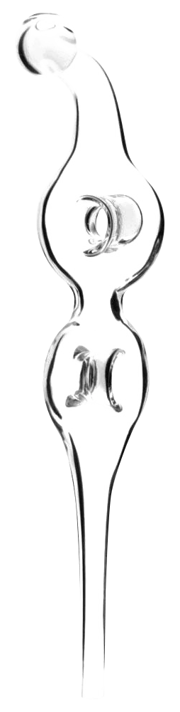 Clear Borosilicate Glass Double Donut Vapor Straw for Concentrates, 6.5" Length, Heavy Wall Side View