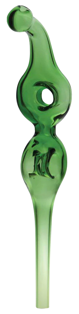 Green Double Donut Vapor Straw Dab Collector, 6.5" Borosilicate Glass, Front View