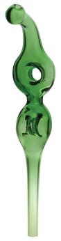Green Double Donut Vapor Straw Dab Collector, 6.5" Borosilicate Glass, Front View