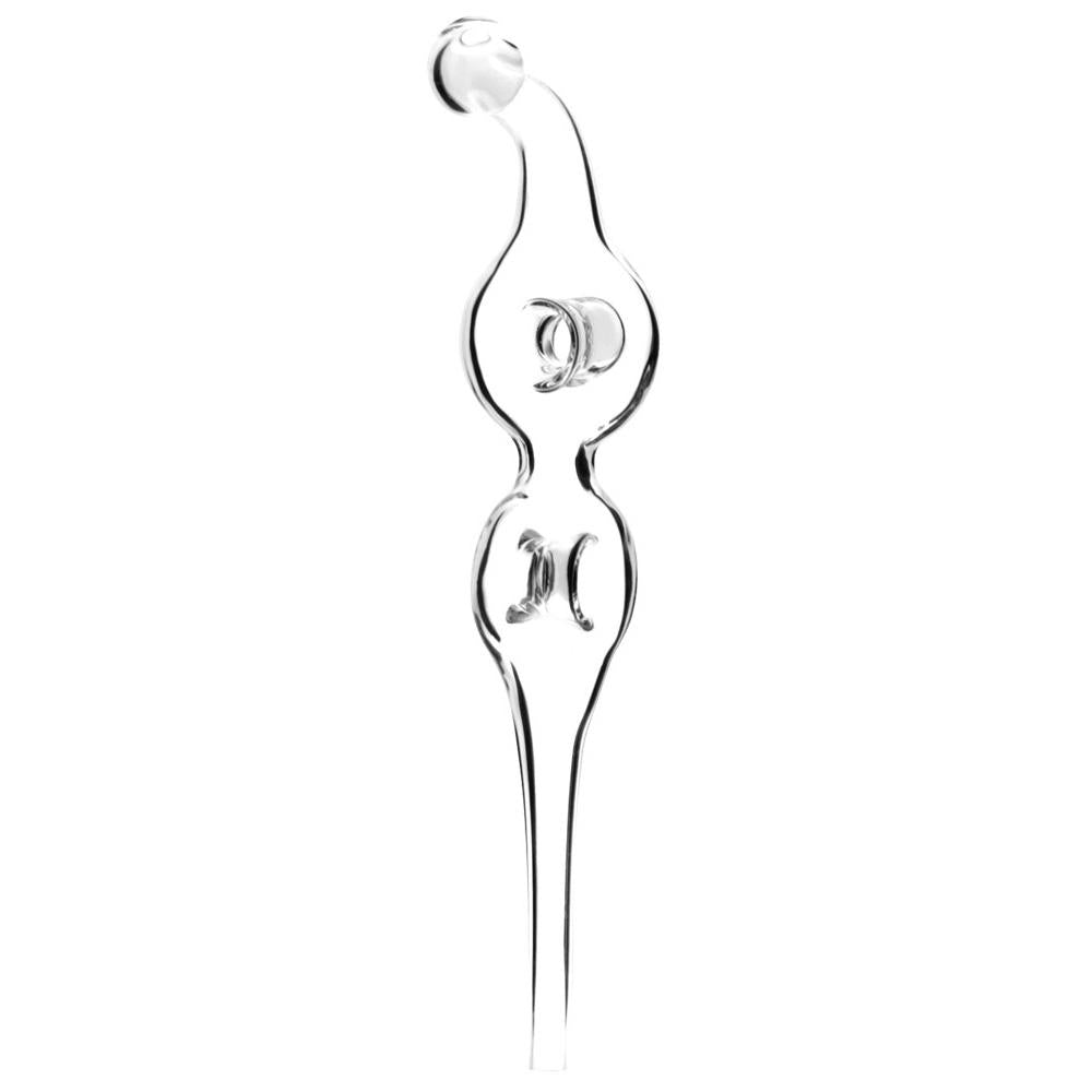 Borosilicate Glass Double Donut Vapor Straw for Concentrates, 6.5" Heavy Wall Design, Front View