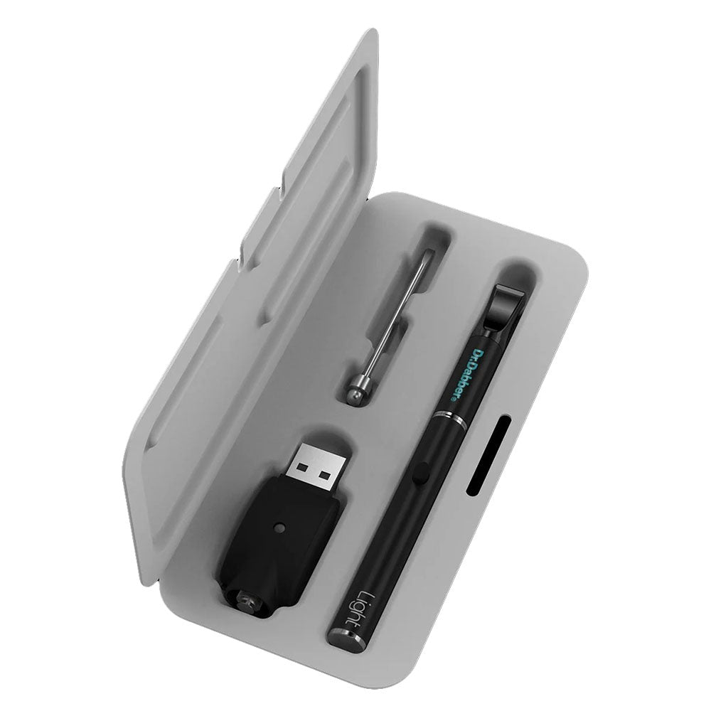 Dr. Dabber Light Vaporizer Kit with 140mAh battery in a display case, ideal for concentrates