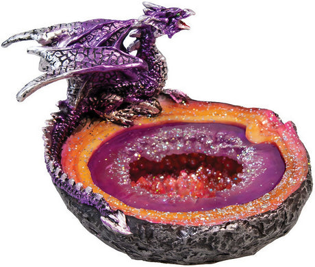 Purple Dragon Geode Ashtray, Polyresin, 4.5" Diameter - Top View