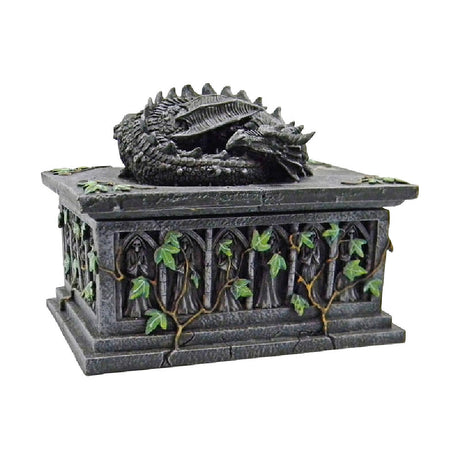 Dragon Guardian Sarcophagus Stash Box in Polyresin, Medium Size, Front View
