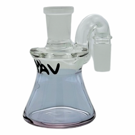 MAV Glass Dry Ash Catcher 14mm/90° with Clear Glass and MAV Logo - Front View