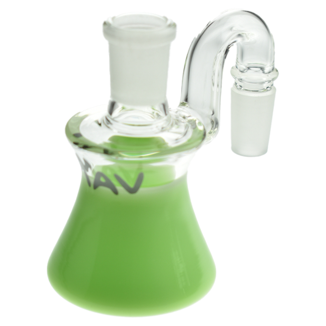 MAV Glass Dry Ash Catcher 14mm/90° in Green - Angled Side View