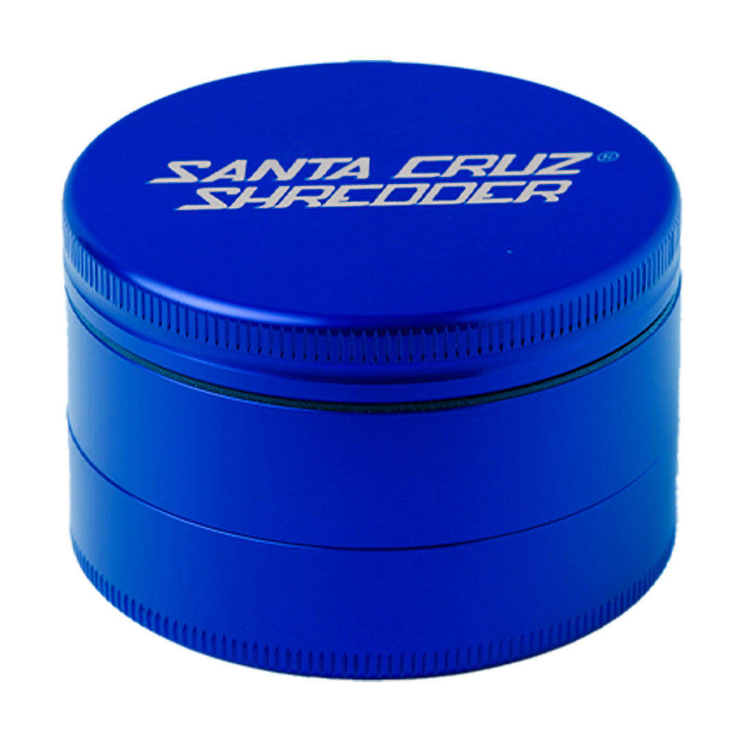 Santa Cruz Shredder Large 3-Piece Grinder in Blue, Portable Aluminum, Top View
