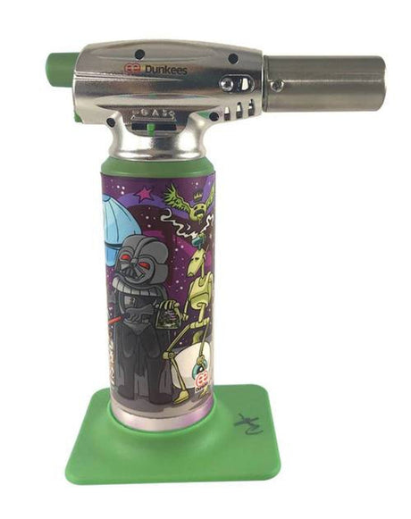 Dunkees Custom 6" Torch - Dab Wars themed artwork - Front View on Stand