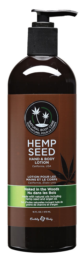 Earthly Body Hemp Seed Hand & Body Lotion, 16 oz with CBD, front view on white background