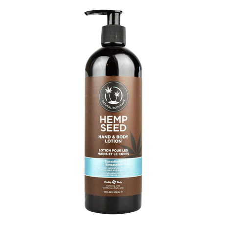 Earthly Body Hemp Seed Hand & Body Lotion Sunsational, 16 oz with CBD - Front View